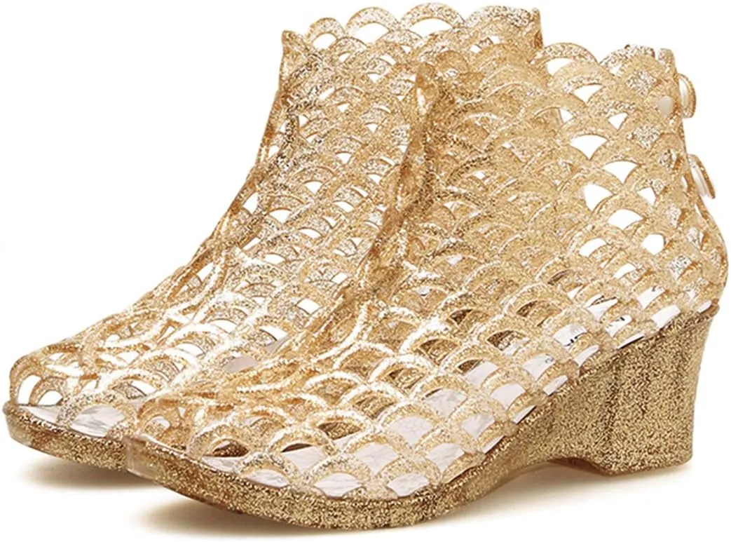xsby Summer Style Summer Shoes Women Wedges Sandals High Heels Women Summer Shoes Glass Slipper Jelly Shoe