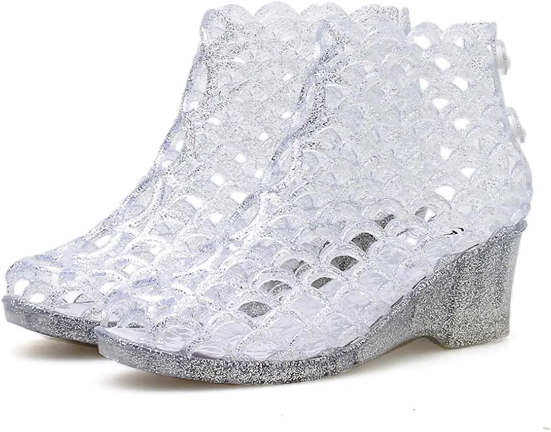xsby Summer Style Summer Shoes Women Wedges Sandals High Heels Women Summer Shoes Glass Slipper Jelly Shoe