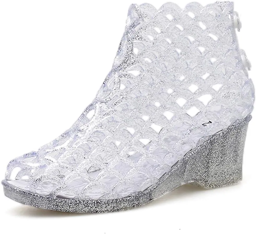 xsby Summer Style Summer Shoes Women Wedges Sandals High Heels Women Summer Shoes Glass Slipper Jelly Shoe