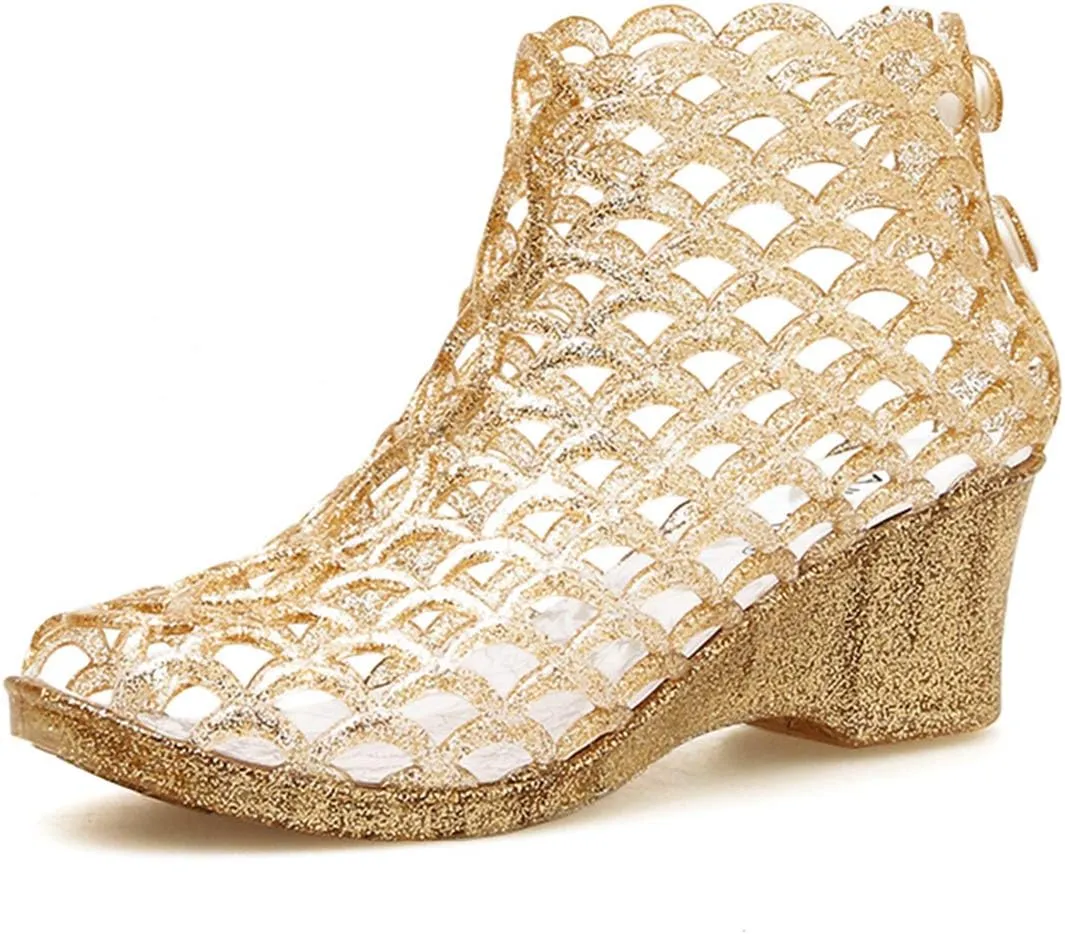 xsby Summer Style Summer Shoes Women Wedges Sandals High Heels Women Summer Shoes Glass Slipper Jelly Shoe