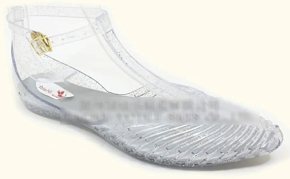 Yehopere Women's T-Strap Jelly Sandal Pointed Toe Clear Summer Beach Flat Sandals