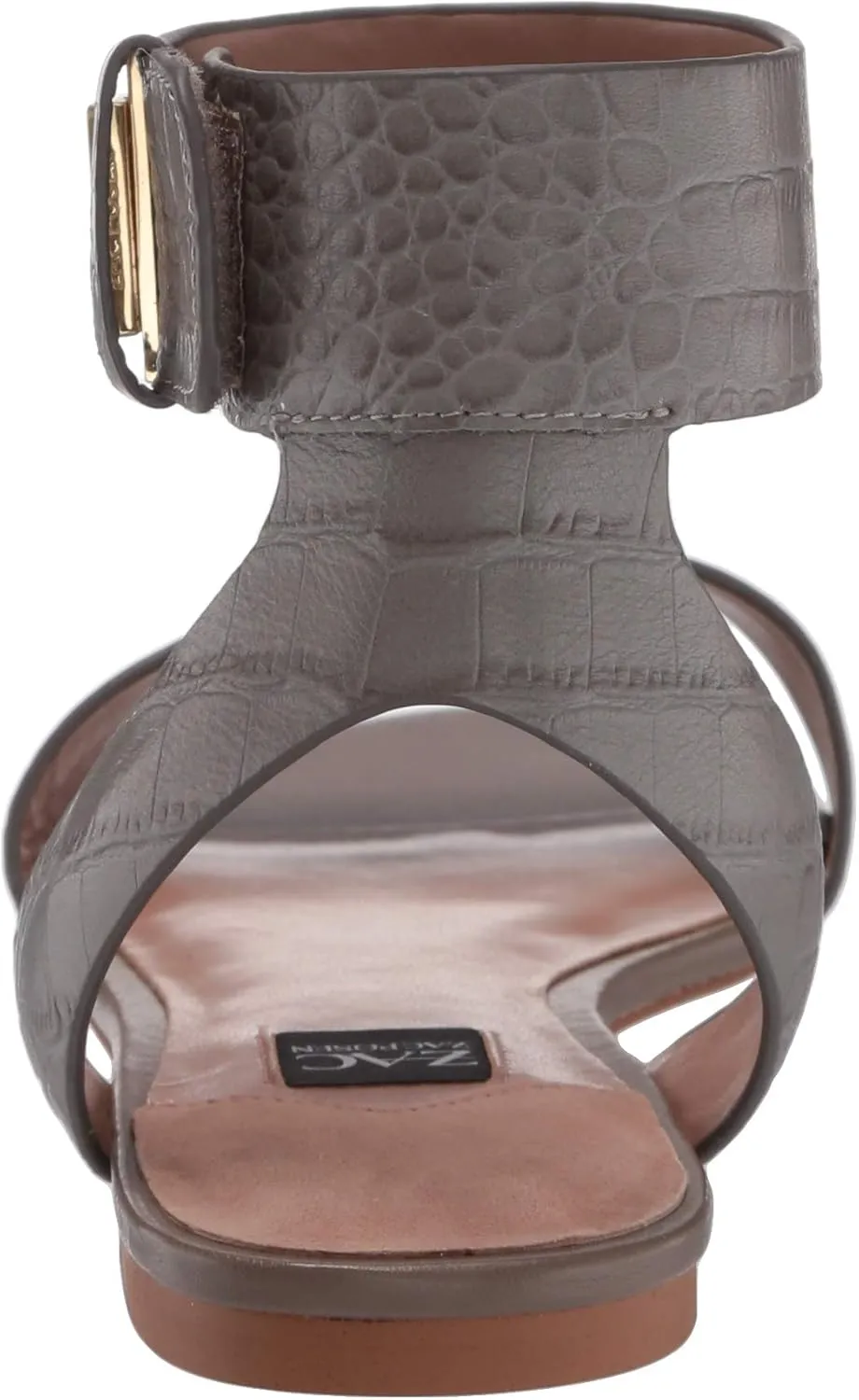 Zac Posen Women's Flat Sandal with Velcro Closure Ankle Strap Mule