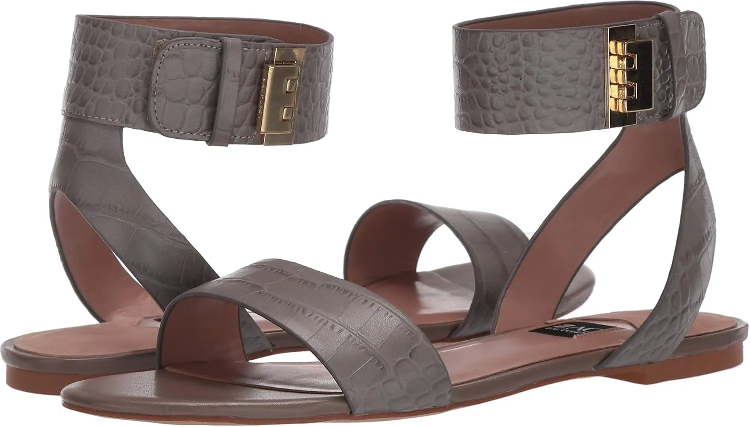 Zac Posen Women's Flat Sandal with Velcro Closure Ankle Strap Mule