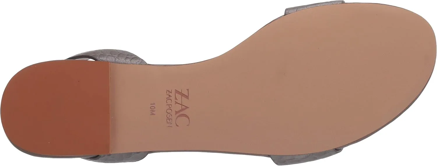 Zac Posen Women's Flat Sandal with Velcro Closure Ankle Strap Mule