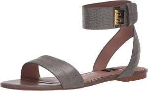 Zac Posen Women's Flat Sandal with Velcro Closure Ankle Strap Mule