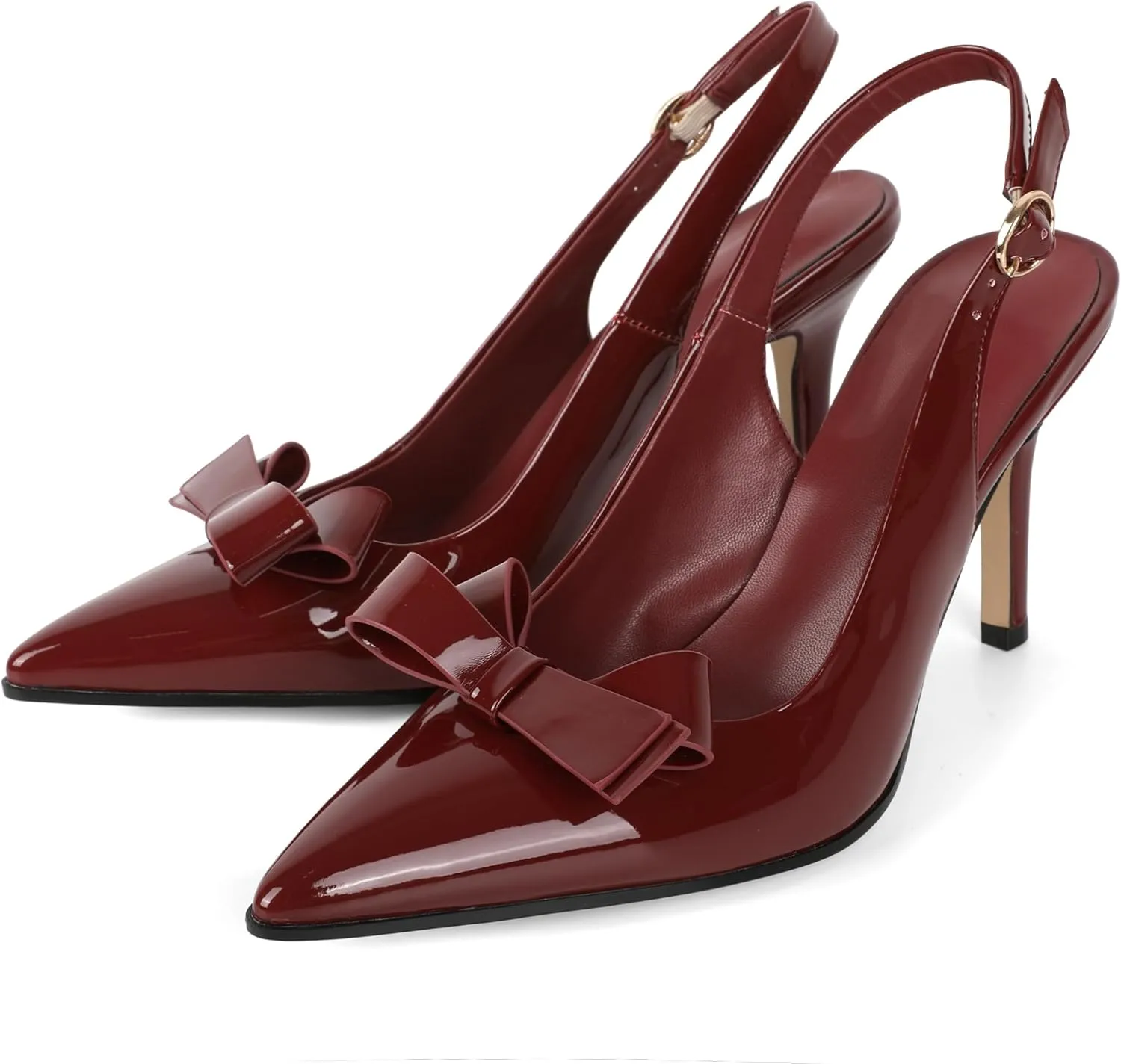 Zamikoo Bow Knot Slingback Heels for Women Pointed Toe Slip On Stilettos High Heel Pumps Shoes