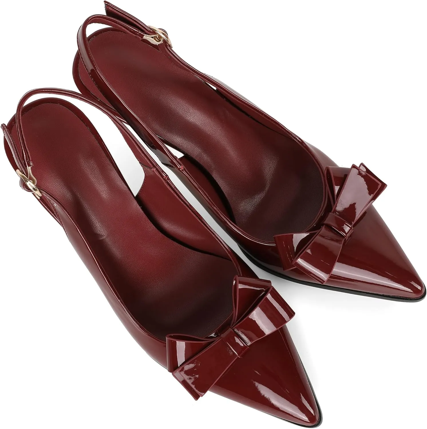 Zamikoo Bow Knot Slingback Heels for Women Pointed Toe Slip On Stilettos High Heel Pumps Shoes