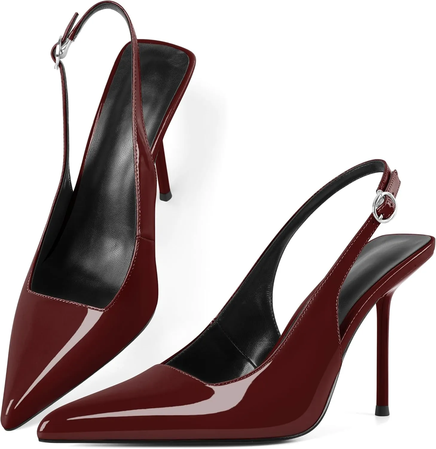 Zamikoo Slingback Heels for Women Pointed Toe Slip On Stilettos High Heel Pumps Shoes 4 Inches