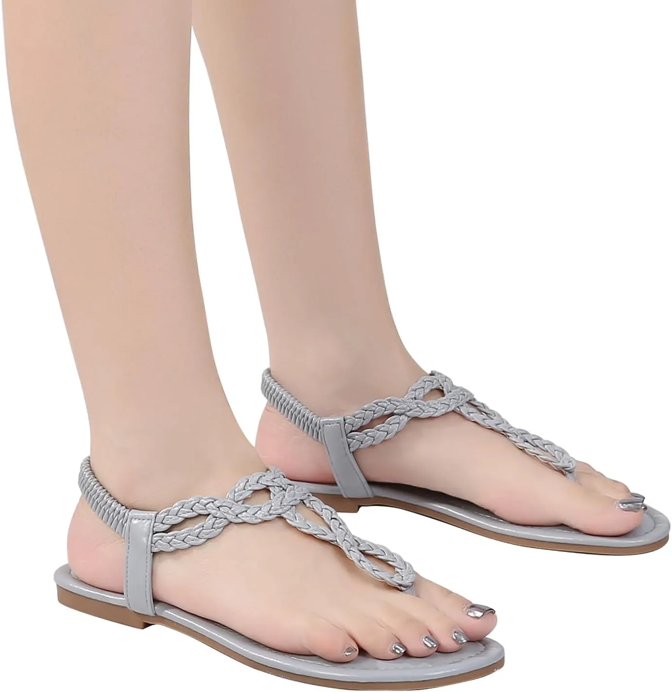 zeetoo Women's Flat Sandals Summer T-StrapThong Bohemian Casual Comfortable Dressy Sandals for Women