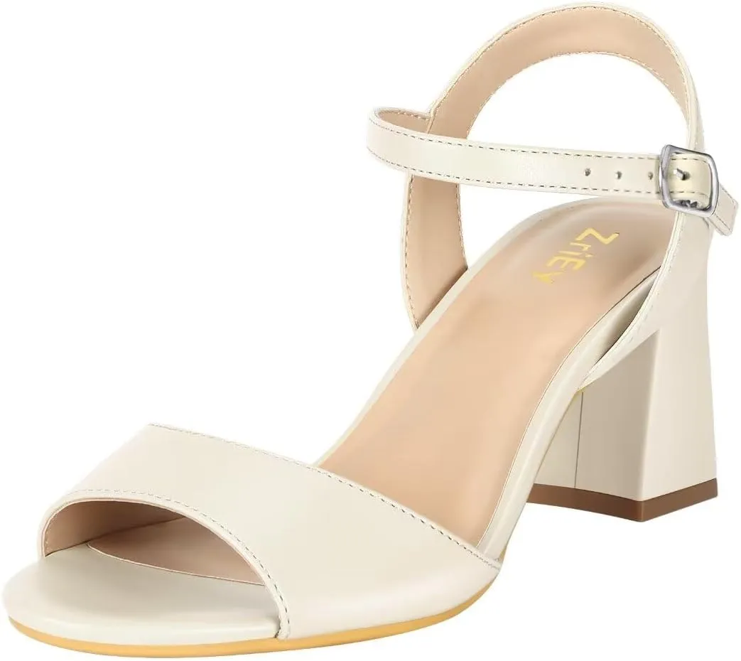ZriEy 2.8 Inch Strappy Chunky Block Heeled Sandals for Women Open Toe Ankle Strap Mid High Heels Weddings Parties Daily Wear Shoes