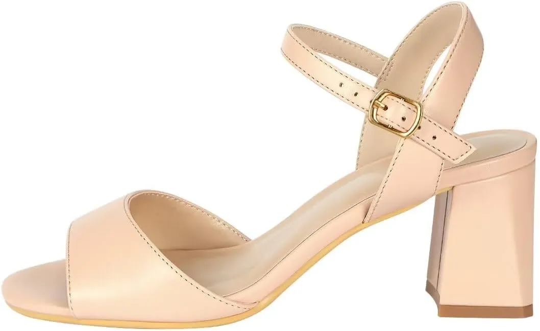 ZriEy 2.8 Inch Strappy Chunky Block Heeled Sandals for Women Open Toe Ankle Strap Mid High Heels Weddings Parties Daily Wear Shoes