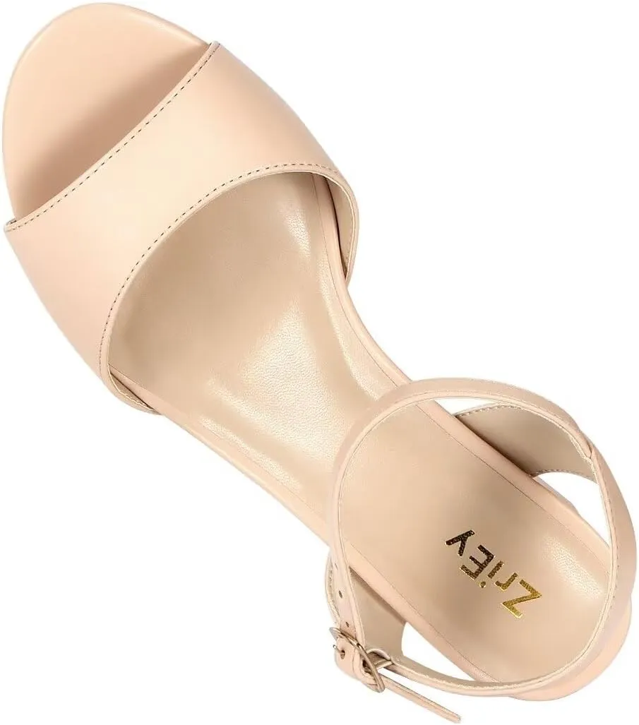 ZriEy 2.8 Inch Strappy Chunky Block Heeled Sandals for Women Open Toe Ankle Strap Mid High Heels Weddings Parties Daily Wear Shoes