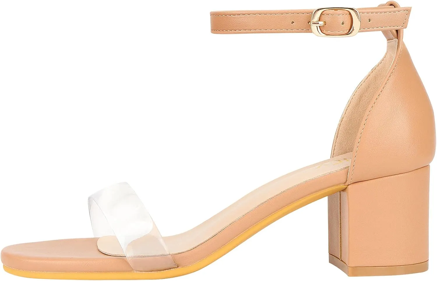 ZriEy Chunky Heels for Women Strappy Platform Sandals Open Toe Heeled Sandals Ankle Strap Adjustable Buckle Lucite Chunky High Heel Shoes
