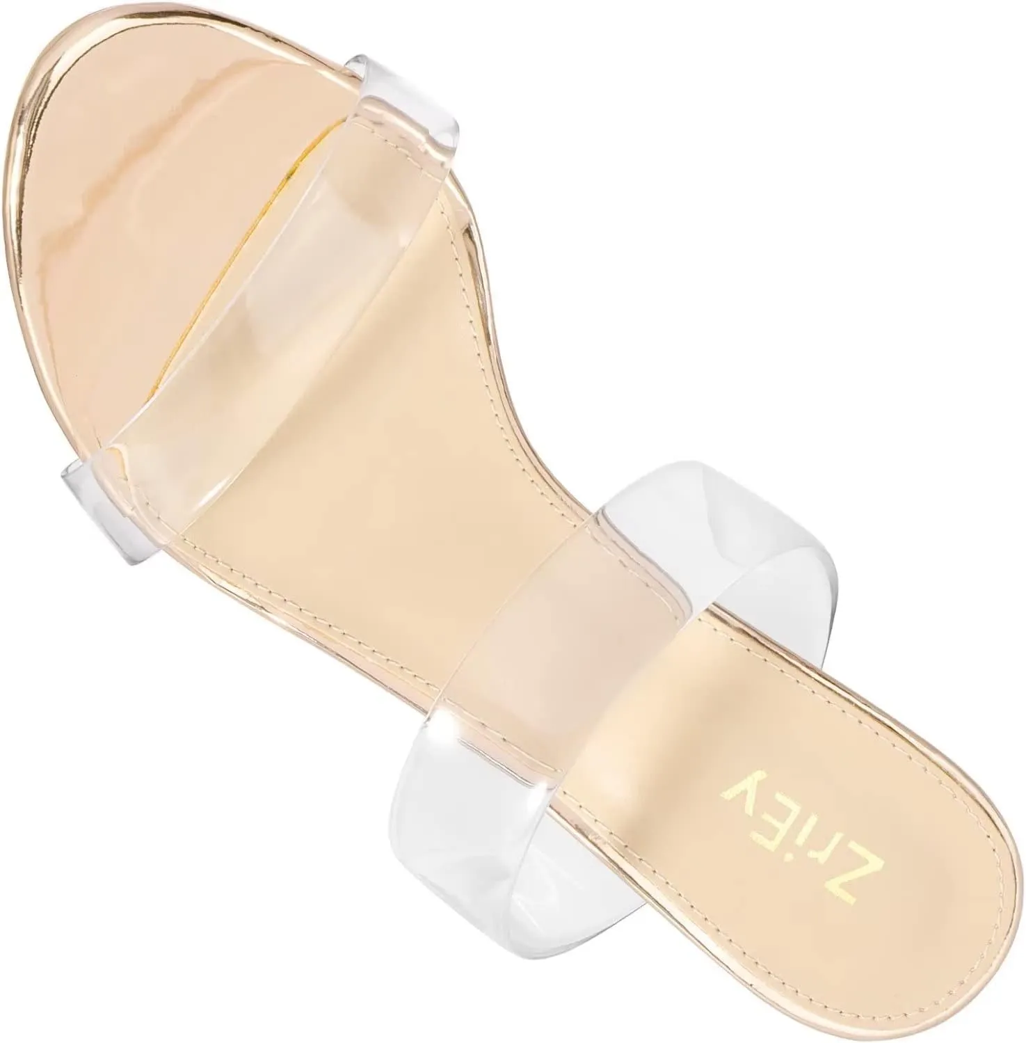 ZriEy Women's Chunky Block Open Toe Mid High Heeled Sandals Two Strap Slip on Heels Slide Sandals for Party Wedding Dress Dating Daily Pumps Shoes